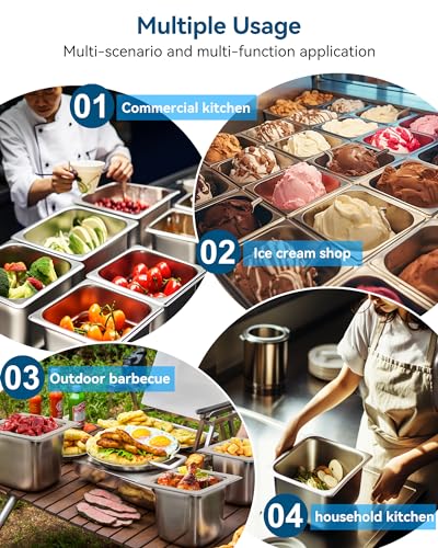 ZeroPone 6 Pack Hotel Pans 1/6 Size 6" Deep Steam Table Pan - color: 6 INCH, size: 1/6 SIZE