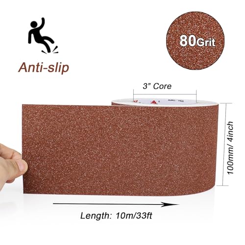 BOMEI PACK Anti Slip Traction Tape,4 Inch x 33 Ft,Heavy Duty Non Slip Tape,Grip Tape for Stairs, Tread Step, Indoor & Outdoor Use,Waterproof Stairs Non Skid Treads (Brown) - color: Brown