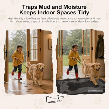 BSICPRO Dog Door Mat 24"x59", Charcoal Gray Dirt Trapping Mud Mat - color: Charcoal Gray, size: 24"x59"