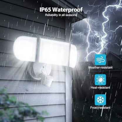 Olafus 180W Motion Sensor Outdoor Lights, 18000LM Ultra-Bright Dusk to Dawn LED Security Flood Light Wired, 6500K Daylight, IP65 Waterproof, for Yard/Garage/Driveway, White - color: White
