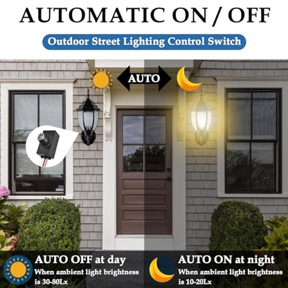 2Pcs Hard-Wired Post Eye Light Control Sensor, 100-277V Auto On/Off