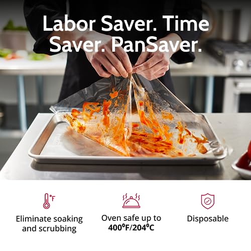 PanSaver Hotel Clear Pan Liners for Easy Clean Up - Disposable Buffet Pan Liners, Ovenable up to 400F (Half Pan Liner - 12.5 x 5.5 in) - size: 12.5 x 5.5 IN, style: Half Pan