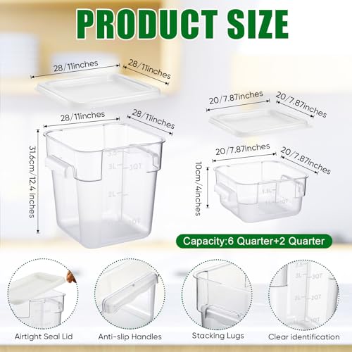 FoldTier 2 Pcs Square Food Storage Containers, White, 2 Qt,4 Qt - color: White, size: 2 Qt,4 Qt