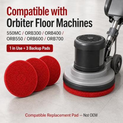 4-Pack 437.055 12-Inch Red Polish Pads for Oreck ORB550MC