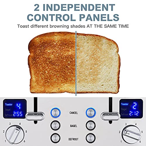 CUSIMAX 4 Slice Stainless Steel Toaster with Digital Display, Black - color: Black Stainless Steel, size: 4 Slice
