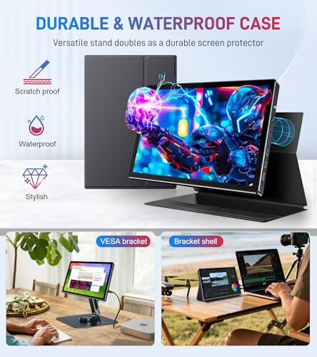 10.1 Portable Touchscreen Monitor,HDMI USB-C for Travel Mac (dark black) - color: dark black