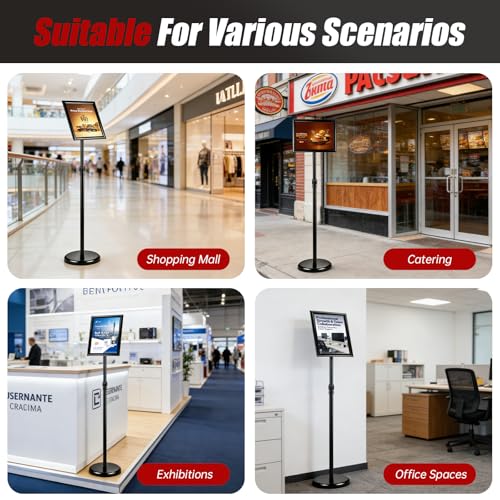 2Pack Sign Holder Stand-8.5x11 inch，Adjustable Sign Stands For Display，Heavy Duty Floor Standing Sign Holder Stand Aluminum for Retail Store，Museum，Volunteer Cctivities（Black） - size: 8.5*11inches（2Pack）
