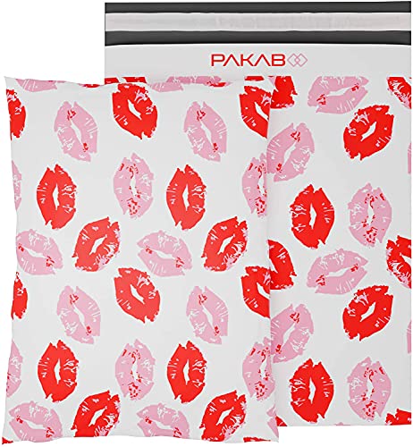 PAKABOO Poly Mailer Shipping Bags 10x13 Inch, 100 Pack, Non-Padded Envelopes with Tamper Proof Self-Seal, Vibrant Lip Print Packaging - color: Lips, size: 10 x 13 inch