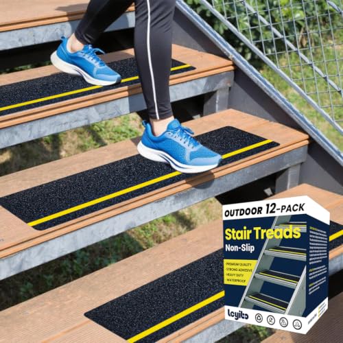 Outdoor Stair Treads Non-Slip 6"x30" 12Pack Reflective Waterproof Grip Tape - color: Reflective, size: 6" x 30"