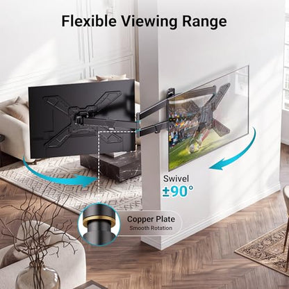BONTEC Full Motion Corner TV Wall Mount for 31–75 Inch TVs, 33" Long Arm - size: for 31-75 Inch