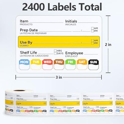 Restaurant Quality Shelf Life Food Rotation Labels Vinyl, 2” x 3” Self-Adhesive Removable Freezer Food Labels, Perfect for Reusable Containers, Easy to Remove, Food Safety Date Sticker (8 PCS) - style: 8 PCS