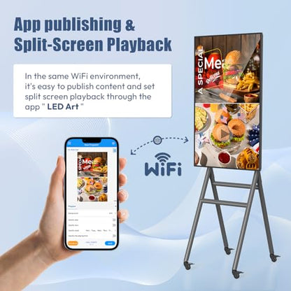 MWE 43 Inch Mobile Digital Signage Display Kiosk with Flight Case, Portable Digital Poster with Screen Mirroring App Publishing, Advertising Display Kiosk, Android OS - style: NonTouch-Screen