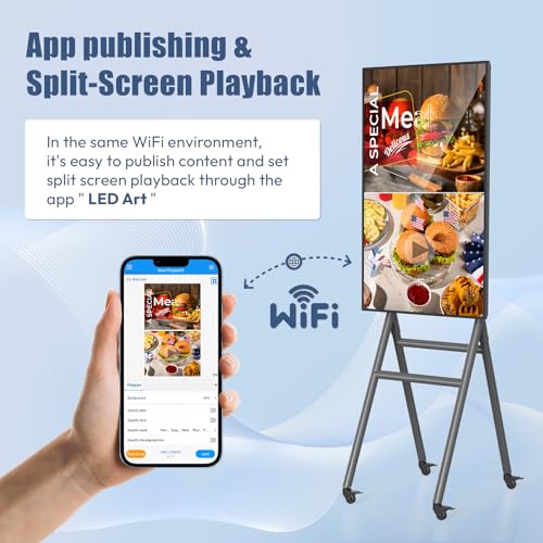 MWE 43 Inch Mobile Digital Signage Display Kiosk with Flight Case, Portable Digital Poster with Screen Mirroring App Publishing, Advertising Display Kiosk, Android OS - style: NonTouch-Screen