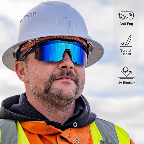 KLEIN TOOLS Blade Safety Glasses, ANSI Z87.1+, Anti-Fog/Scratch-Resistant,99.9% UV Protection, Class-1 Clarity Lens - color: Polarized Blue