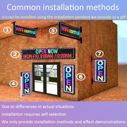 P10 Scrolling Led Sign Programmable Display Digital Sign Outdoor Message Board Led Open Signs For Business Custom Banner Word Light Advertising Wifi Control High Brightness Neon 39"X14" - size: P10 39"x14"x2" Indoor/Outdoor