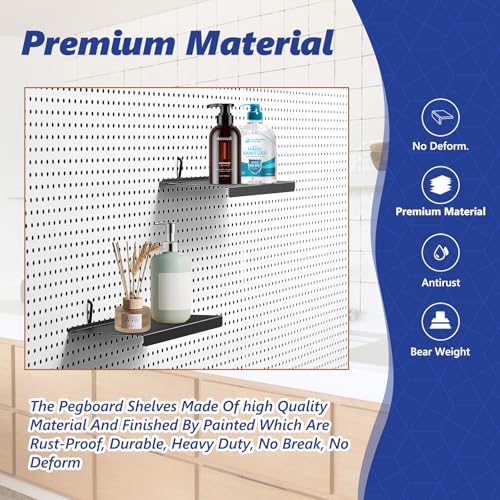 Pegboard Shelves Set of 20, 10x4.3 Inch Metal Peg Board Accessories - color: Black 20 Pcs