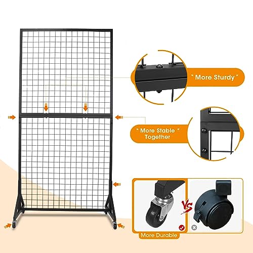 NectaCol 2 Packs 3'x 6' Two-Double Gridwall Panel Display Racks with Sturdy T-Base, Black Grid Wall Panels Display Stand, Display Rack Craft Show, Art Display Stand - size: 2 Packs 3'x 6' with T-Base