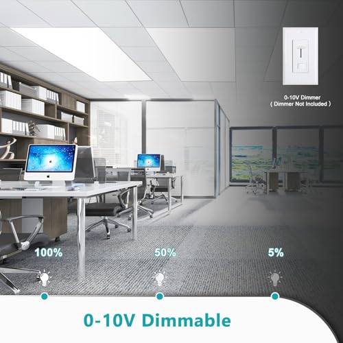 24-Pack 2x4 LED Flat Panel Light Drop Ceiling Fixture, 3CCT Selectable (3000K/4000K/5000K) & 50W 40W 30W Switchable, 0-10V Dimmable, 100-277Vac, ETL & DLC - size: 2x4 FT 50W