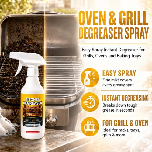 300ml/10.56FL OZ Greasekiller Spray BBQ Grill Cleaner, Fast Acting Heavy Duty Grill Degreaser Spray, Effectively Removes Grease for Outdoor BBQ Grate,Grill Lid,Stovetop