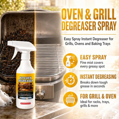 300ml/10.56FL OZ Greasekiller Spray BBQ Grill Cleaner, Fast Acting Heavy Duty Grill Degreaser Spray, Effectively Removes Grease for Outdoor BBQ Grate,Grill Lid,Stovetop