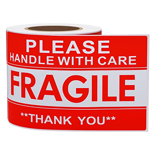 Hybsk Please Handle with Care Fragile Stickers Warning Labels for Shipping Packing Thank You Total 100 Labels Per Roll (3x5 Inch) - size: 3x5 Inch