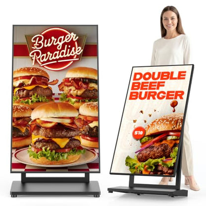 43" Digital Signage Display Kiosk, 4K UHD Anti-Glare LCD Advertising Screen, Portable Floor Standing Auto AD Player Android14 App-Based Control with USB/HDMI/WiFi, Bluetooth 5.3 - size: 43 Inch