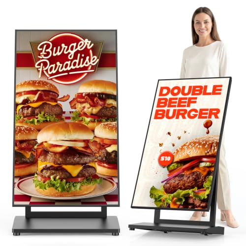 43" Digital Signage Display Kiosk, 4K UHD Anti-Glare LCD Advertising Screen, Portable Floor Standing Auto AD Player Android14 App-Based Control with USB/HDMI/WiFi, Bluetooth 5.3 - size: 43 Inch