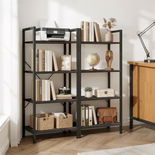 4 Tier Bookshelf, Free Standing Bookcase with Open Storage Shelves - color: Classic Black, size: 4 Tier