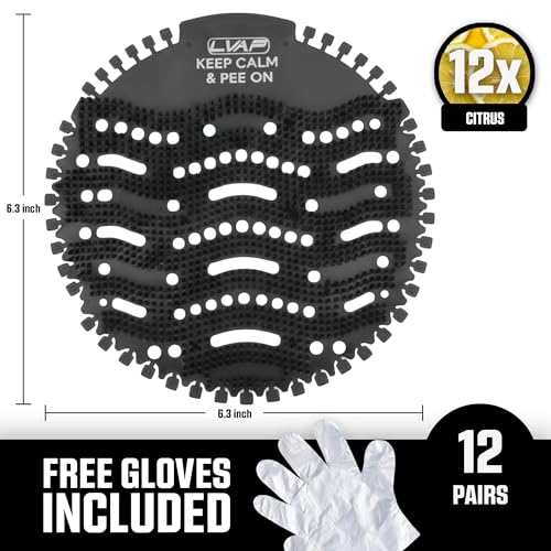 Urinal Screen Deodorizer (12 Pack) Odor Protection for Toilets in Office, Schools, Restaurants Bathroom, BLACK Anti-Splash - 12 Urinal Cakes + 12 Free Gloves - color: BLACK-12pcs