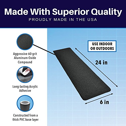 Non-Slip Stair Treads (25 Pack) for Indoor & Outdoor Steps – Anti-Slip Pre-Cut Adhesive Grip Tape to Increase Slip Resistance on Stair Nosing & Edges - size: 25 Pack