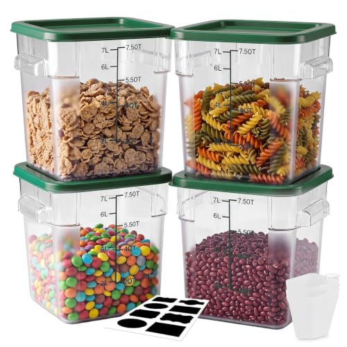4 Pack 8QT Commercial Clear Food Storage Containers with Lid, NSF - color: Green, size: 8Qt-4 Pack