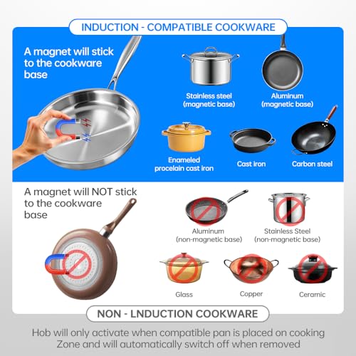 BOOROS Portable Induction Cooktop, 9.6" Heating Coil with 8" Core, 1800W