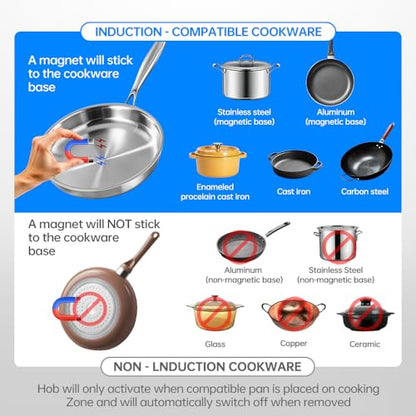 BOOROS Portable Induction Cooktop, 9.6" Heating Coil with 8" Core, 1800W