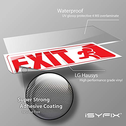 iSYFIX Exit Signs Stickers, 10x4 Inch, 3 Pack, Red & White - color: Red & White