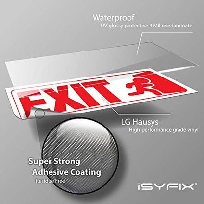 iSYFIX Exit Signs Stickers, 10x4 Inch, 3 Pack, Red & White - color: Red & White