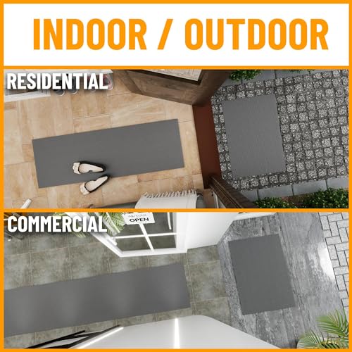 Ottomanson 2x16 Hallway Runner Rug – Non-Slip Indoor Outdoor Door Mat - color: Grey, size: 2' x 16' (Runner)