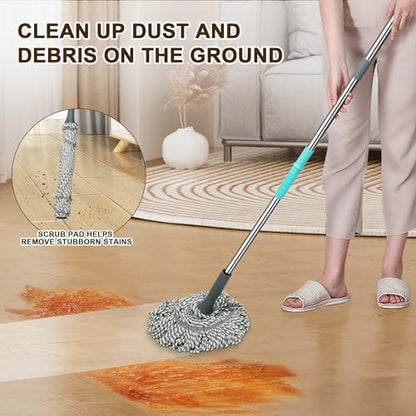 Self Wringing Mop Floor Cleaning Easy Squeeze Twist Mop,Gray-2Head - color: Gray- 2 Mop Head