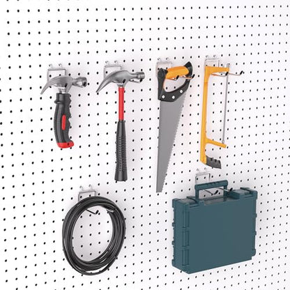 FRIMOONY Heavy Duty Pegboard Hooks 30 Pack, 4 Inch Long, Fitting 1/4 Inch Pegboard Holes, Silver Metal Garage Workshop Shed Organizer - style: 30Pack