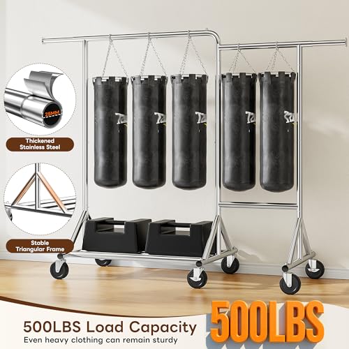 Raybee Heavy Duty Clothes Rack 500LBS L-Shaped Rolling Garment Rack - style: Industrial