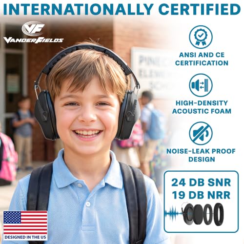 Kids Noise Canceling Headphones - 31 dB (2K Hz) - Ear Protection Earmuffs - color: Black