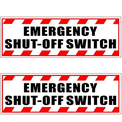Outdoor/Indoor (2 Pack) 9.8" x 3.3" - Emergency Shut Off Switch - Notice Caution Warning Sign Back Self Adhesive Vinyl Decal Label Sticker
