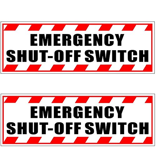 Outdoor/Indoor (2 Pack) 9.8" x 3.3" - Emergency Shut Off Switch - Notice Caution Warning Sign Back Self Adhesive Vinyl Decal Label Sticker