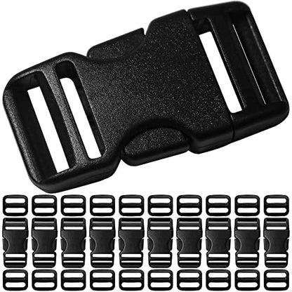 LASIGHT Buckles for 3/4 inch Wide Webbing Straps: Quick Side Release Buckles 10 set and Tri-Glide Slide 20 pcs Fit 0.75" Nylon Web Belt, Plastic Snap Fastener Clip Replacement Dual Adjustable - size: 10 Set for 3/4 inch Webbing