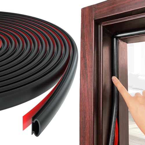 Weather Stripping Door Seal Strip,Self-Adhesive Rubber Door Insulation - color: Black, size: 19.7Feet