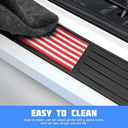 8sanlione Rubber Car Rear Bumper Guard Strip, Black/Red Flag/40.9"x3.5" - color: Black/Red Flag, size: 40.9"x3.5"