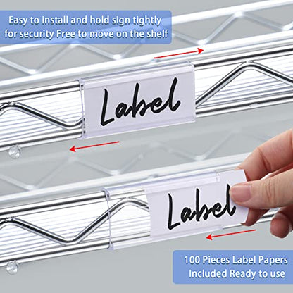 Yulejo 100 Pcs Wire Shelf Label Holders, 100 Pcs Paper Inserts