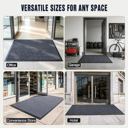 Commercial Floor Mat 3'x5' Grey Heavy Duty Rubber Entrance Rug - size: 3 x 5 feet