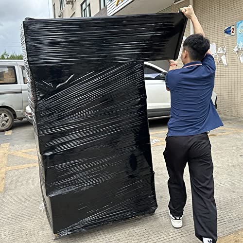 2-Pack Black Stretch Wrap 18" x 1000 Feet 80 Gauge Industrial Strength with Plastic Handle, Plastic Pallet Supplies Durable Self-Adhering for Packing, Moving, Heavy Duty Shrink Film Rolls - size: Black-2-Pack