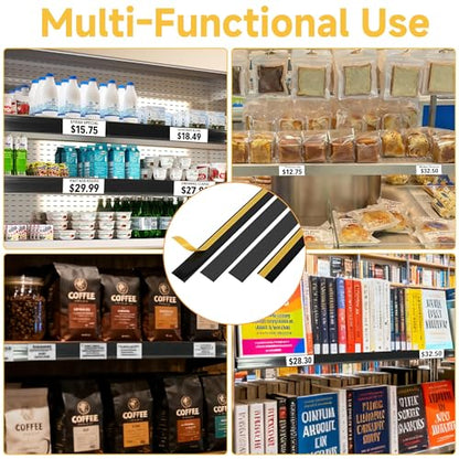 50 Pcs Shelf Label Strips, 1.5" x 48" Self Adhesive Label Holder, Black - color: black