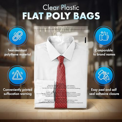 1000 Count 10x13 Clear Poly Bags with Suffocation Warning, 1.5 Mil - size: 1000 Pack